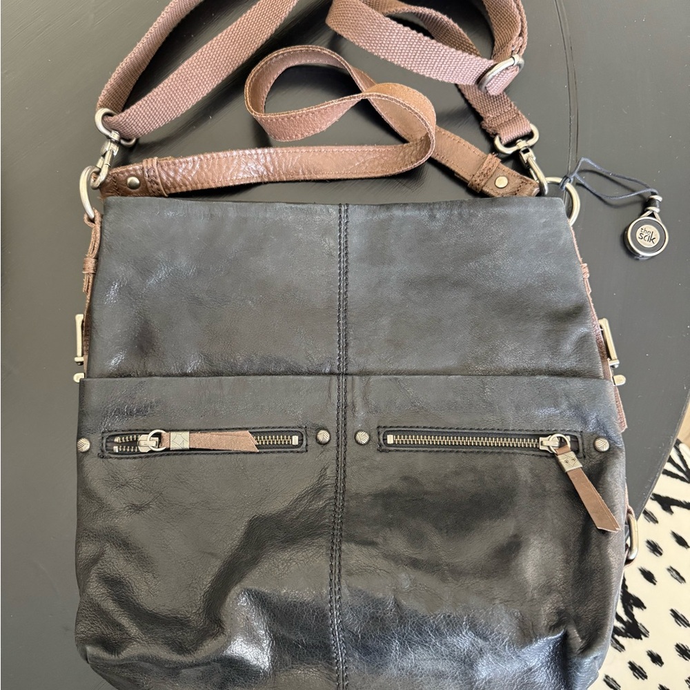 Black and Brown Leather Crossbody Bag